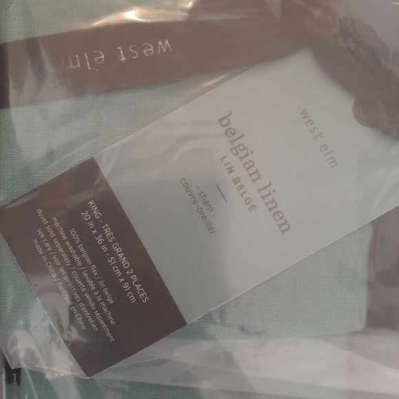 West Elm KING Belgian Flax Linen Duvet Cover & 2 KING shams Peacock - Picture 7 of 12